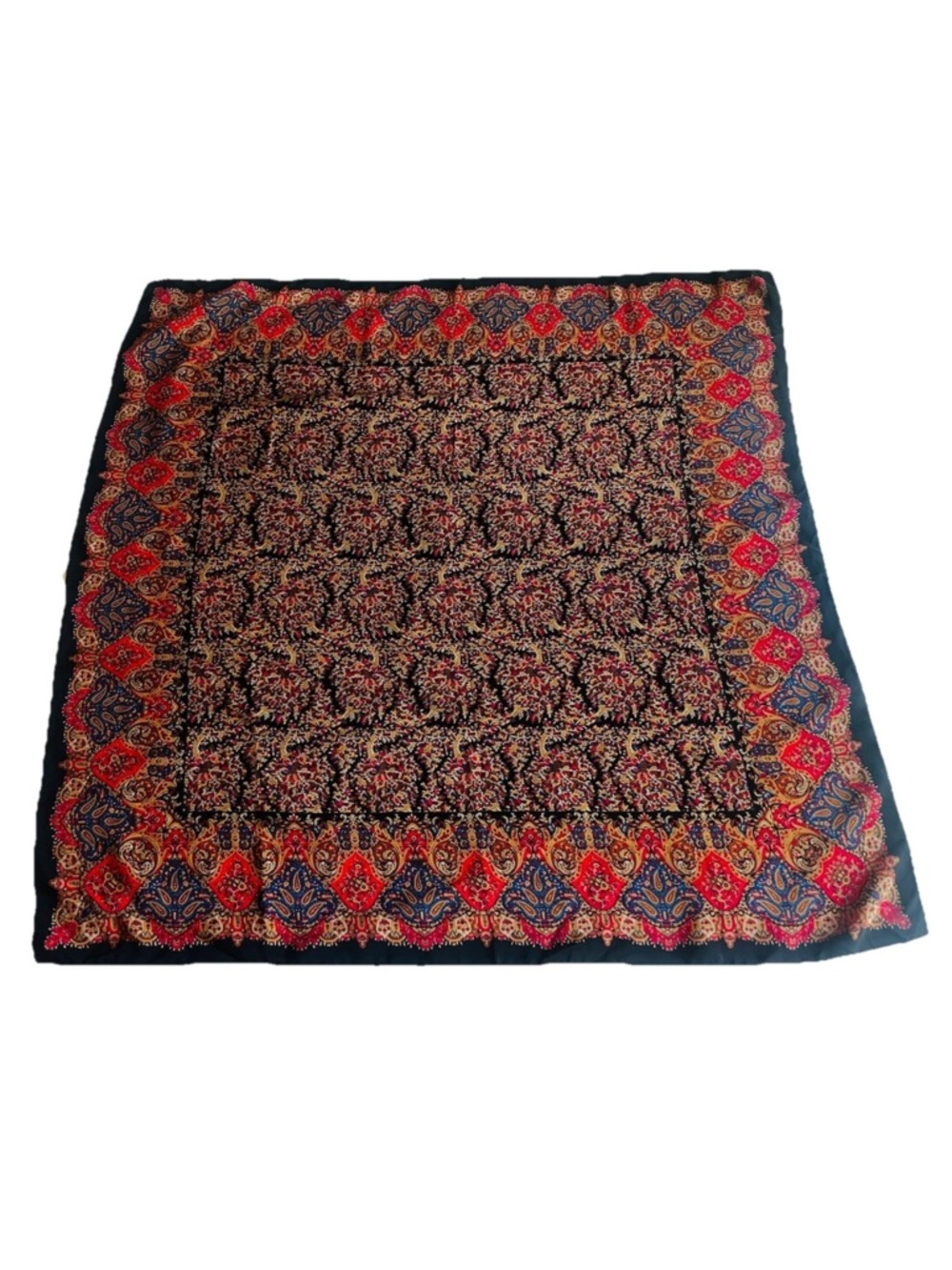 Made in Italy 100% Silk Scarf Women’s Paisley Print Square Multicolor 33”